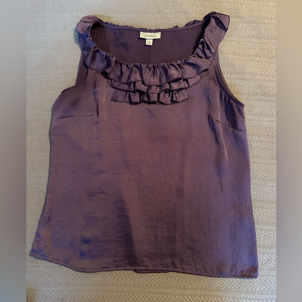 Purple sleeveless dressy tank top, medium